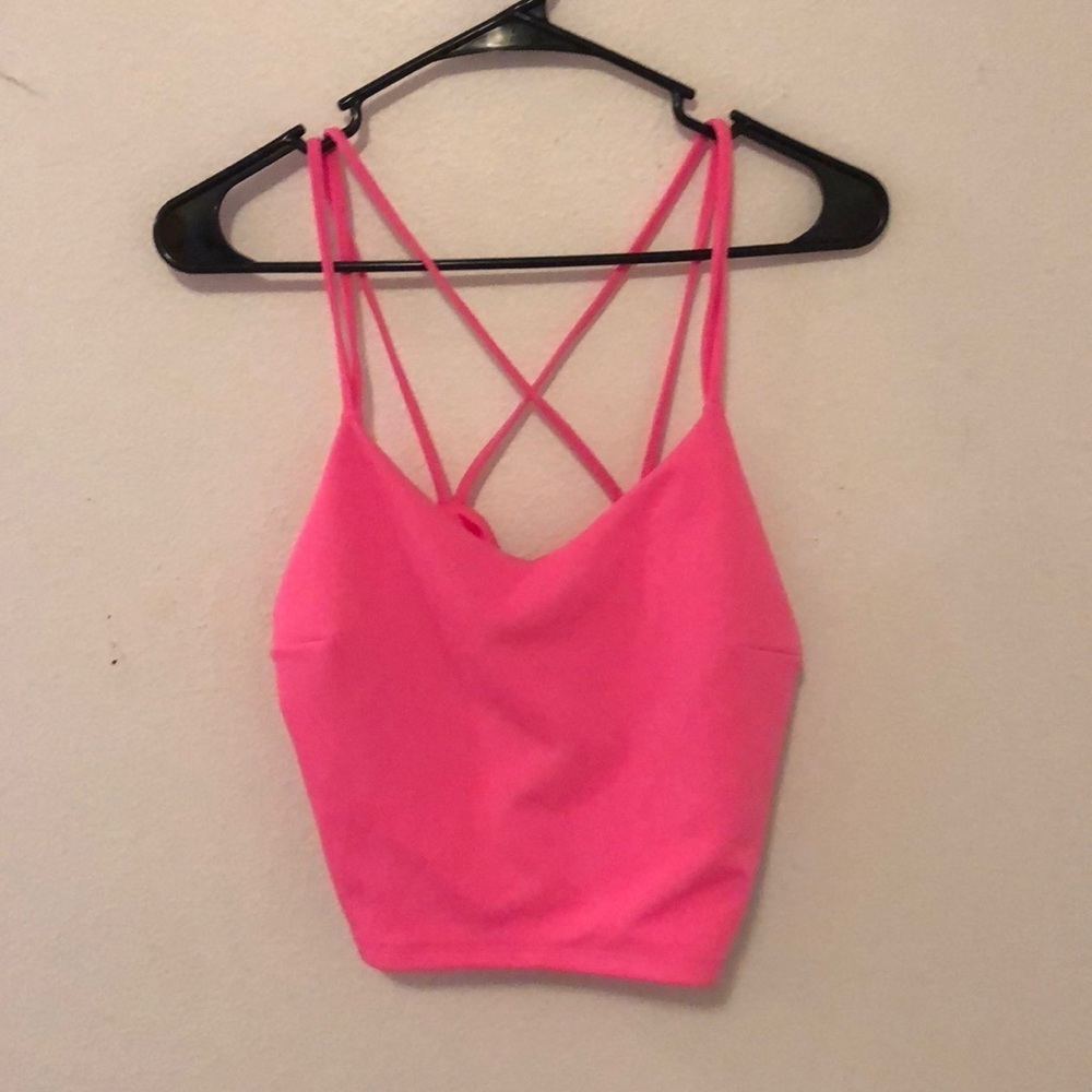 Bright pink crop top from Express